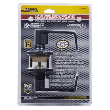 BRINKS COMMERCIAL Matte Black Storeroom Lockset 2 in BC40099